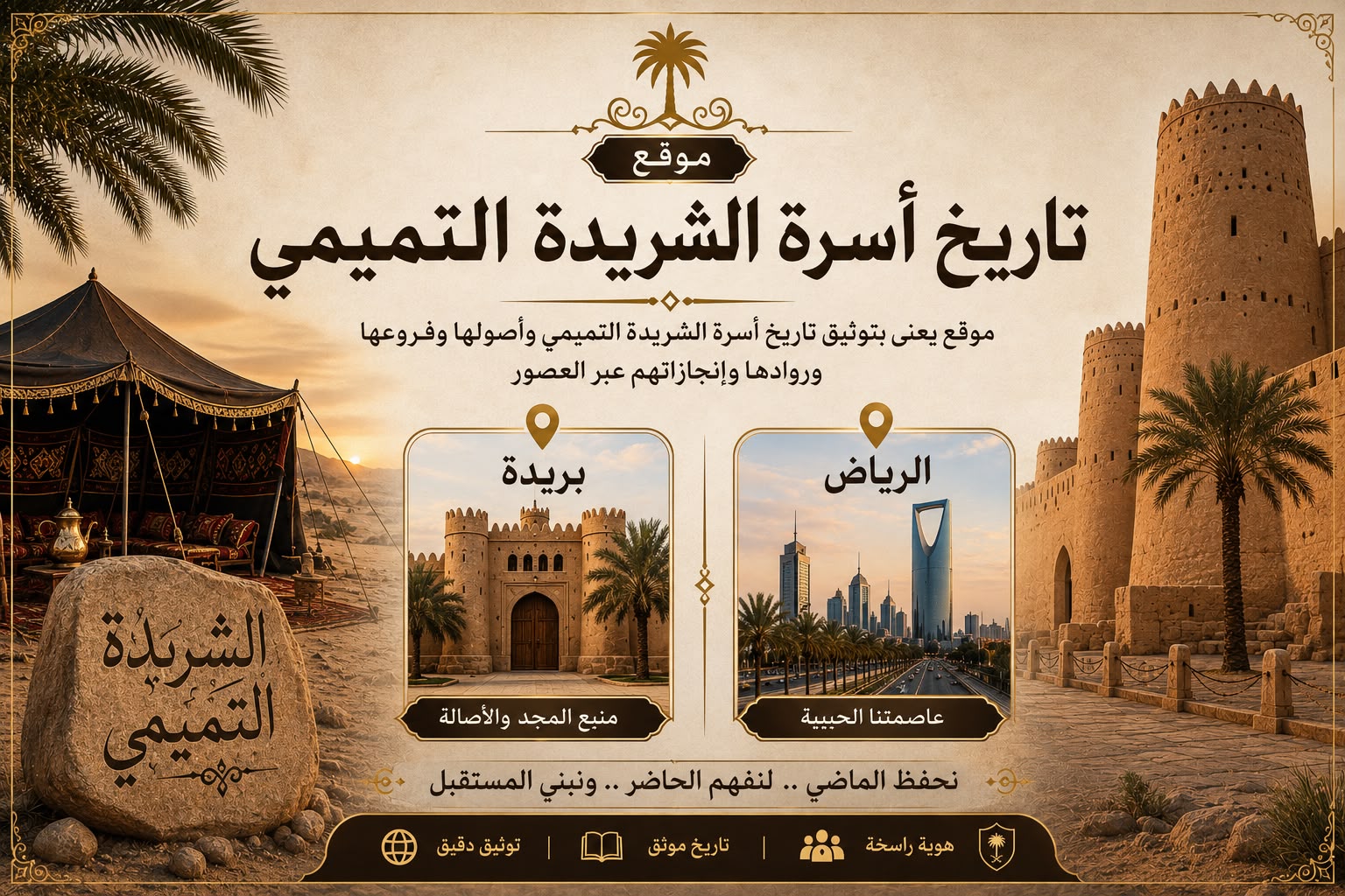 لوحة بصرية عن تاريخ أسرة الشريدة آل أبو عليان التميمي في بريدة والرياض وأملج